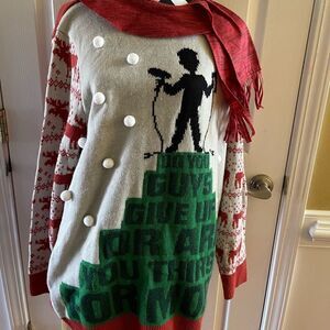 Home Alone Ugly Christmas Sweater Beige,red,green &Black size S/M Adult